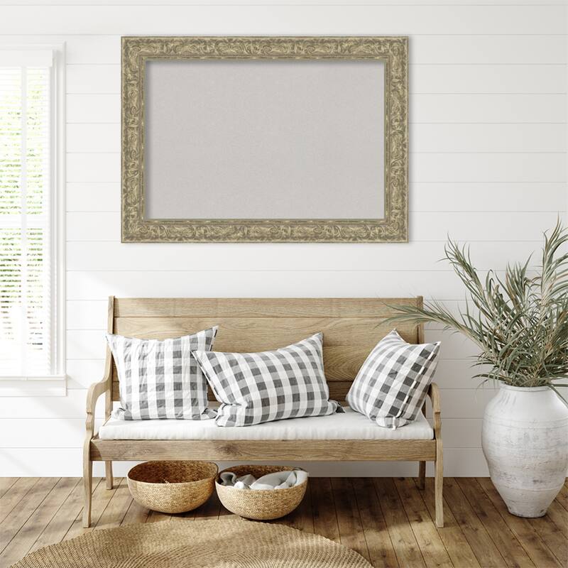 Luxe Antique Silver Framed Cork Board - Bulletin Board, Organization Board, Pin Board