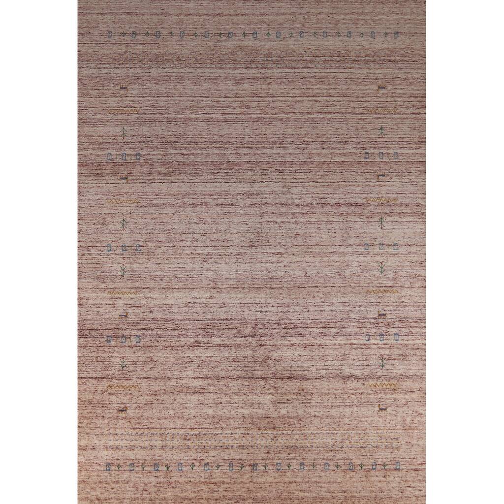 Hand Knotted Oriental 100% Wool Carpet Tribal Animal Pictorial Multi-Colored Gabbeh Area Rug - 10' 9'' X 7' 9''