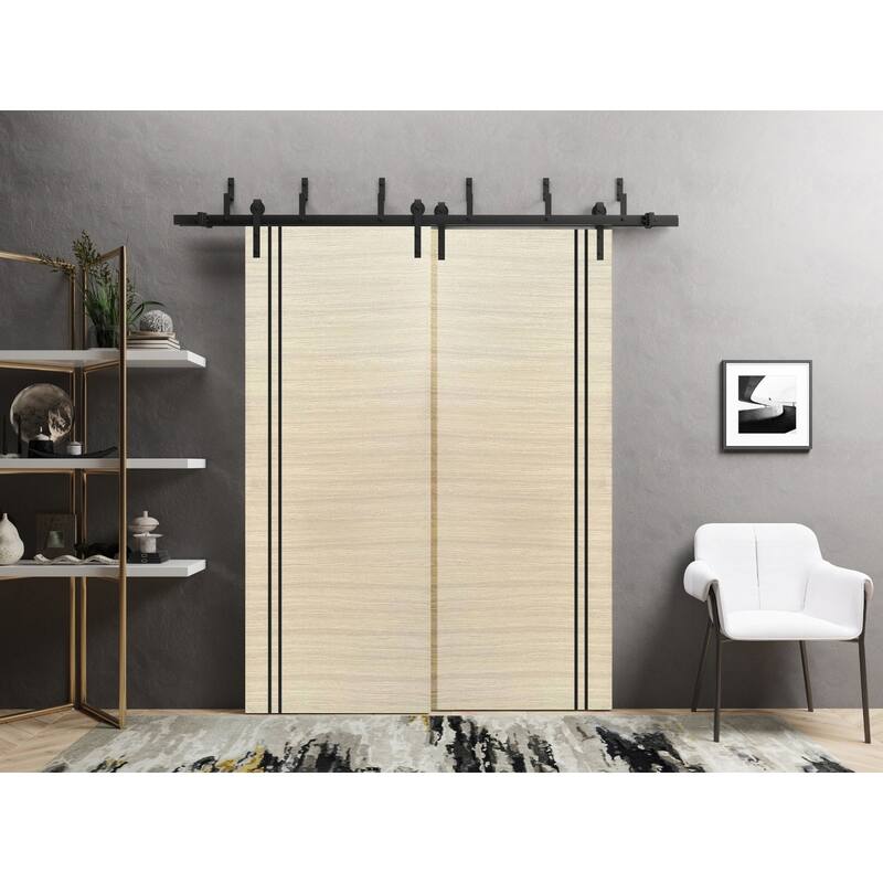 Barn Bypass Doors 36 x 80 Planum 0016 Natural Veneer with Sturdy 6.6ft