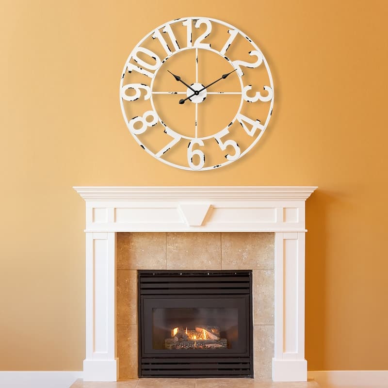 Utopia Alley Manhattan Industrial Wall Clock, Analog, White, 30"