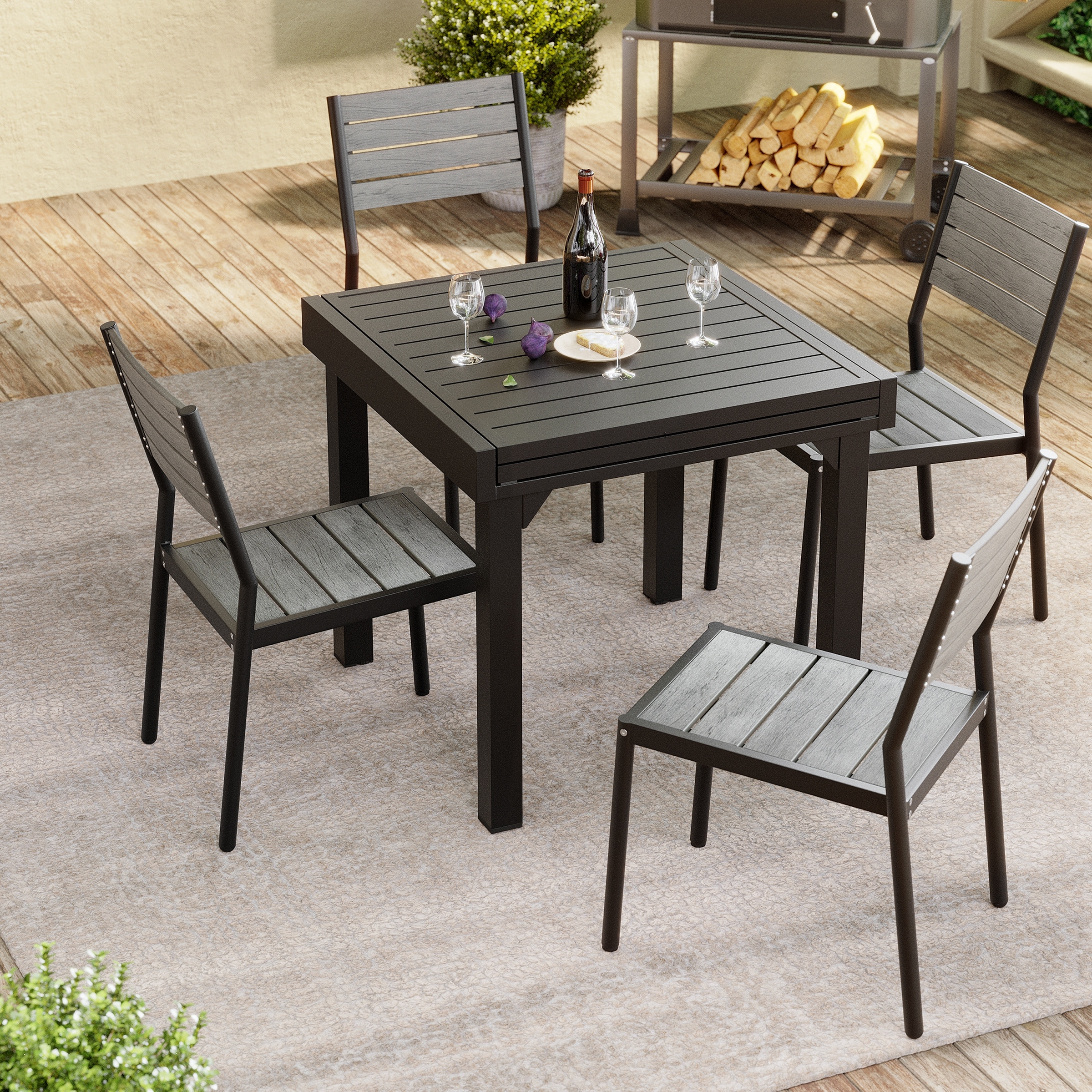 Outdoor Dining Chairs Modern Aluminum Stackable Armless Chairs for Patio