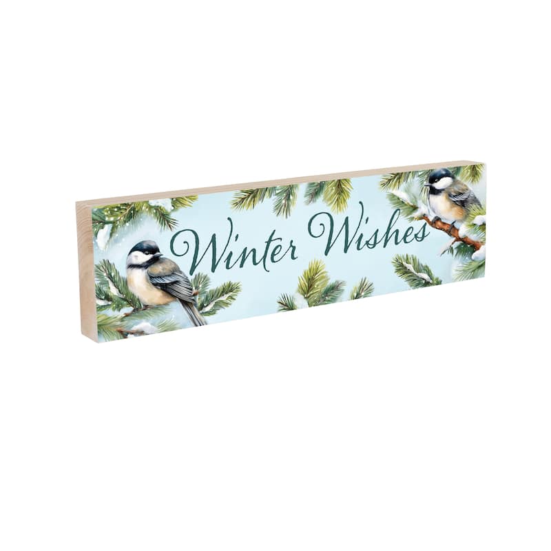 Holiday Mantel Sign - "Winter Wishes" - 18" x 5" - Multicolor