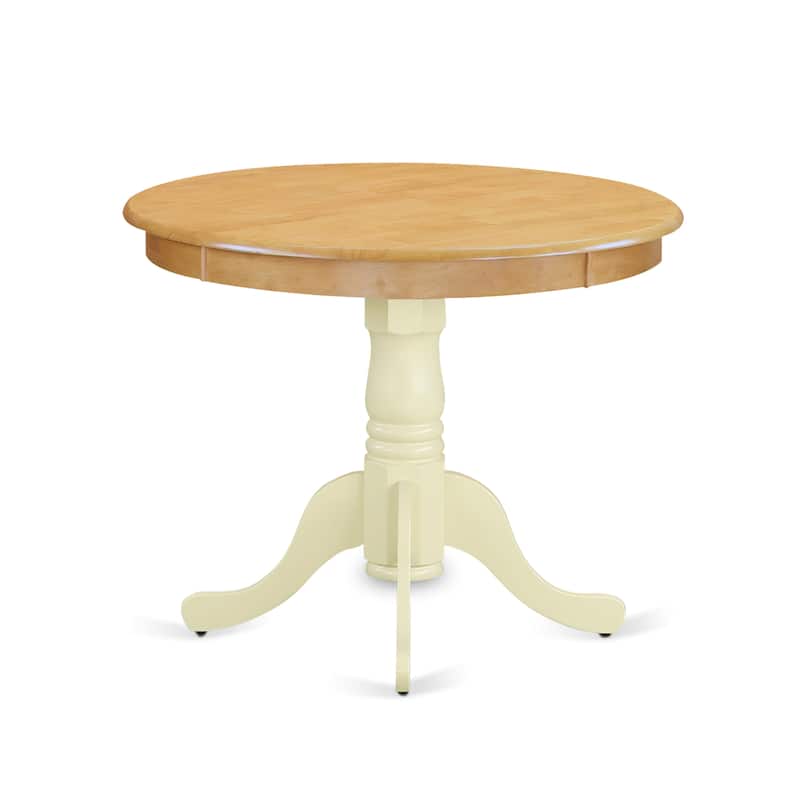 East West Furniture Antique Kitchen Dining Table - a Round Wooden Table Top with Pedestal Base, (Finish Options)