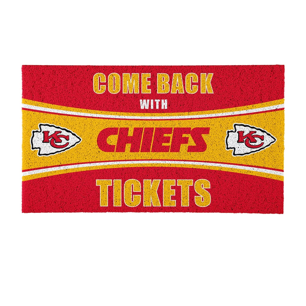 Kansas City Chiefs 28 in. x 16 in. PVC "Come Back With Tickets" Trapper Door Mat