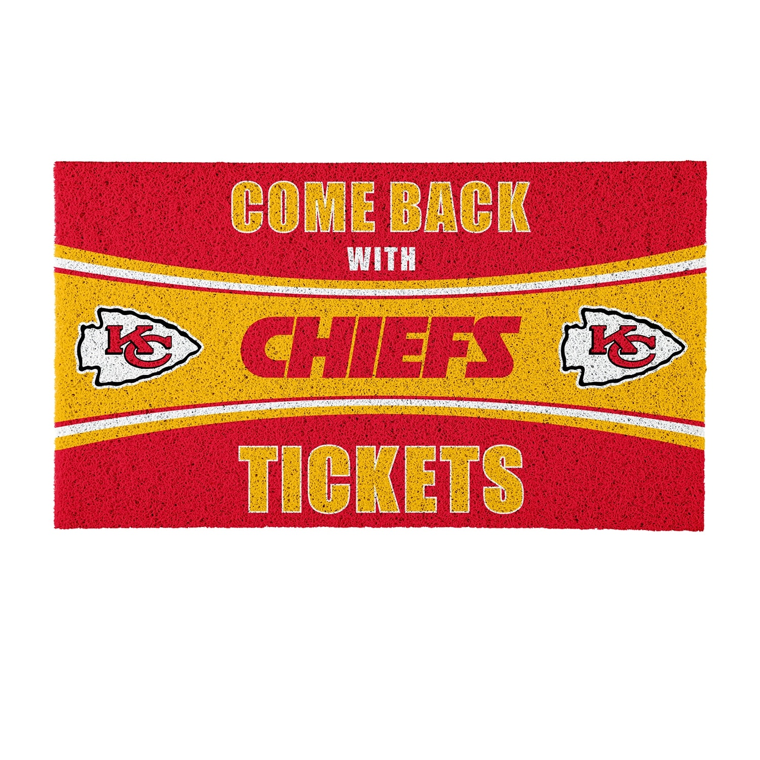 Kansas City Chiefs 28 in. x 16 in. PVC "Come Back With Tickets" Trapper Door Mat
