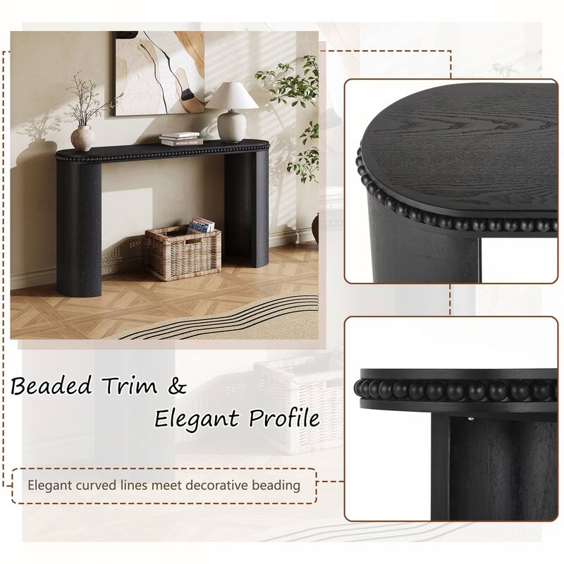 Mirod Vintage Console Table with Beaded Trim and Reversible Curved Legs