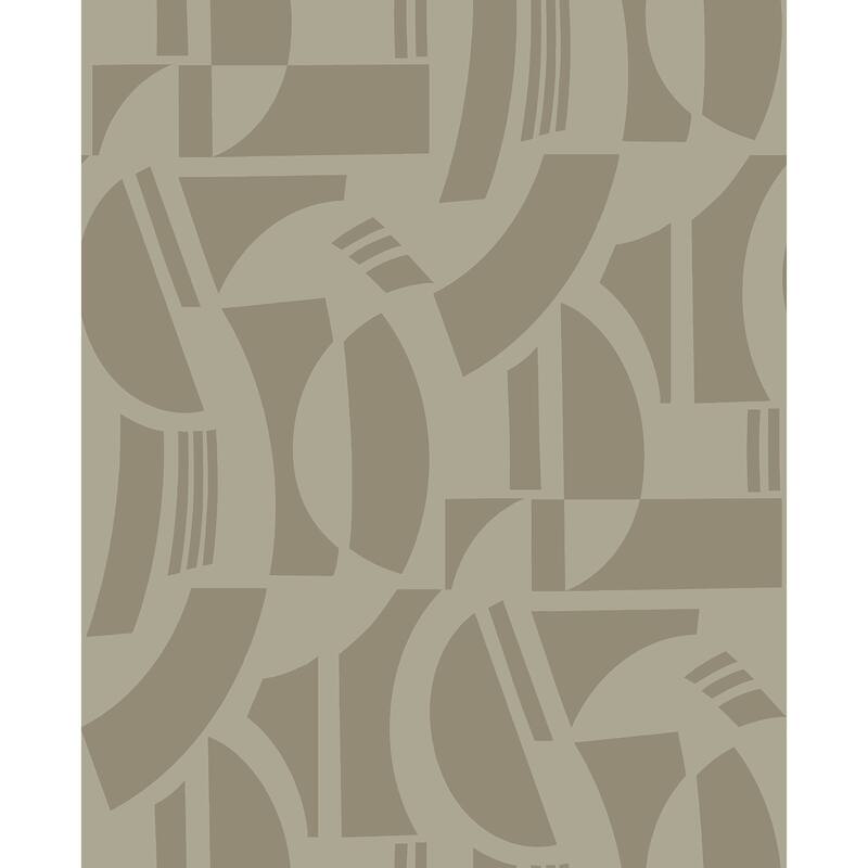 A-Street Prints Carter Light Brown Geometric Flock Wallpaper