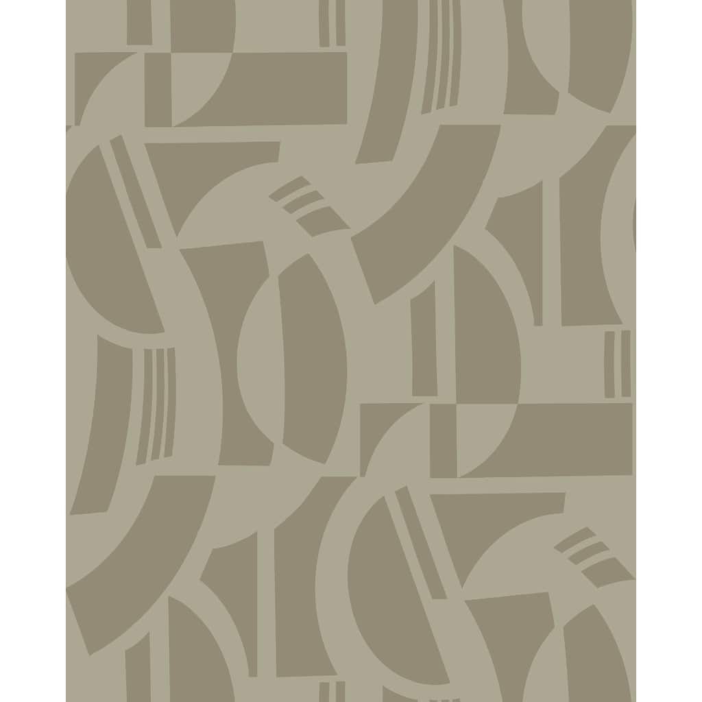 A-Street Prints Carter Light Brown Geometric Flock Wallpaper