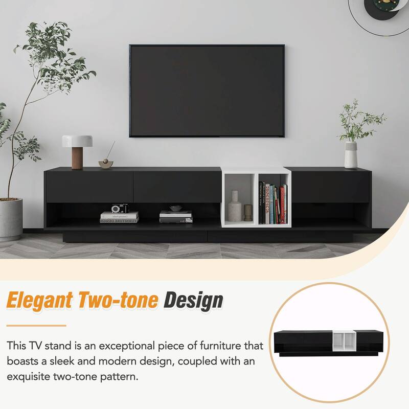 Stylish TV Stand with Storage, Two-Tone Media Console for up to 80'' TVs