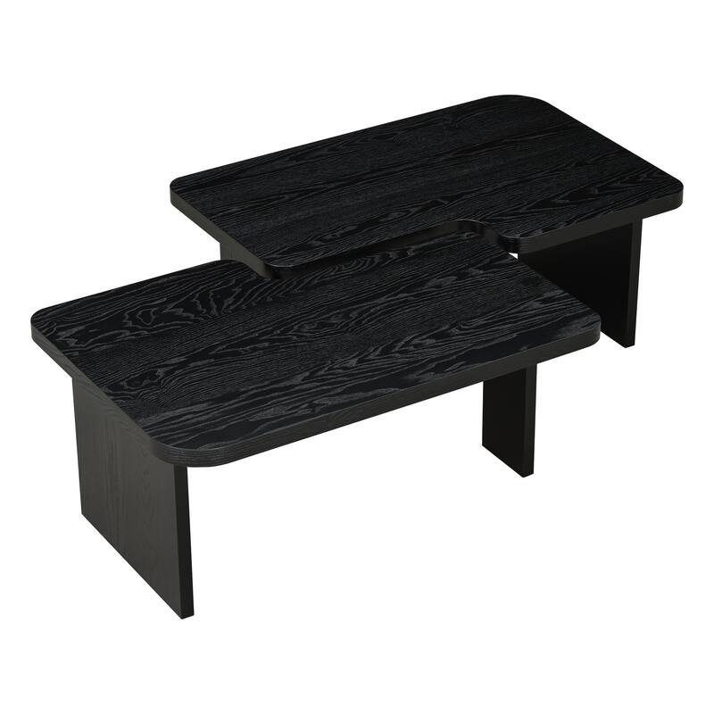 Roomfitters Minimalist Coffee Table Set, Rectangular Center Table with Two-Tone Design