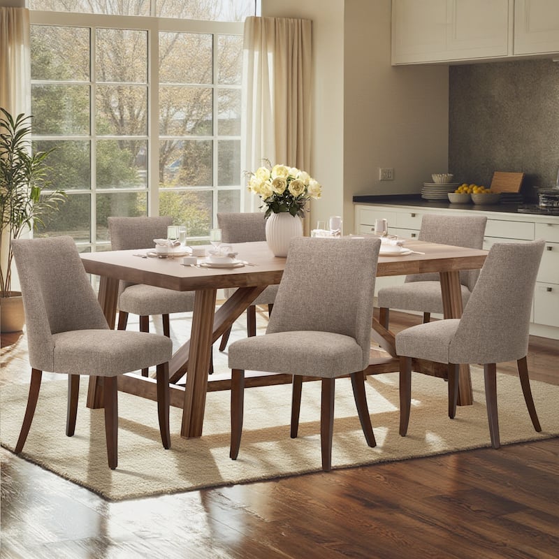 RENEWLINE Contemporary Dining Chair（Set of 2/4/6 - Upholstered Backrest & Wood Frame - Set of 6 - Brown
