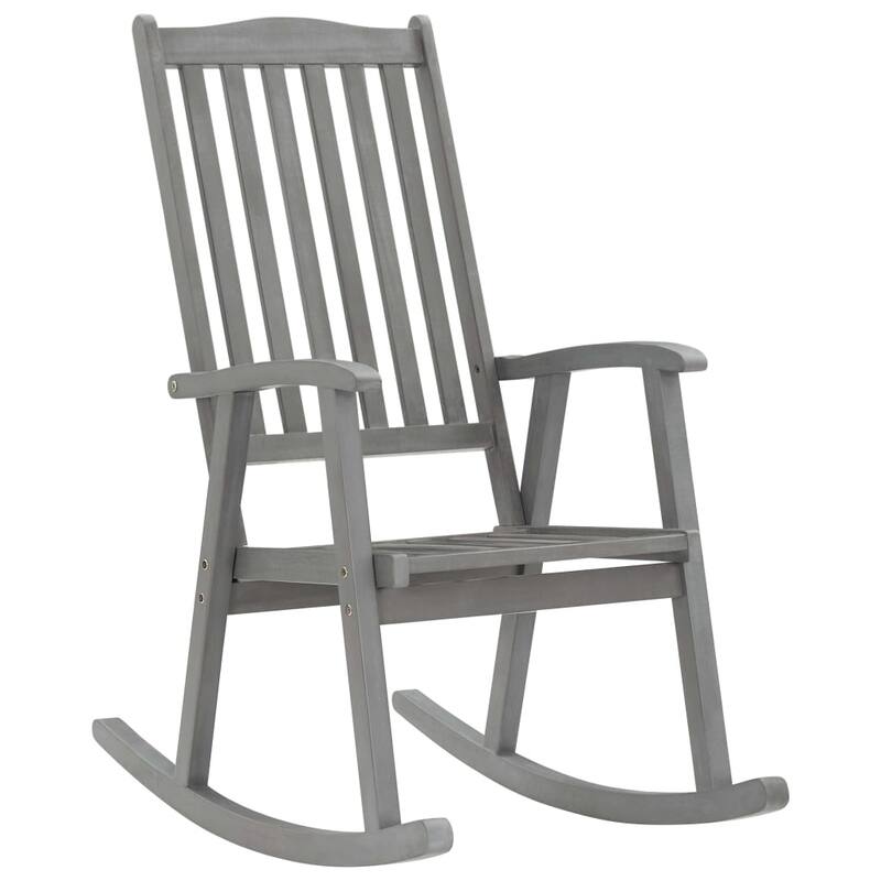 vidaXL Rocking Chair Gray Solid Acacia Wood - 22.4" x 39.4" x 46.1"