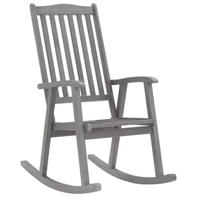 vidaXL Rocking Chair Gray Solid Acacia Wood - 22.4" x 39.4" x 46.1"