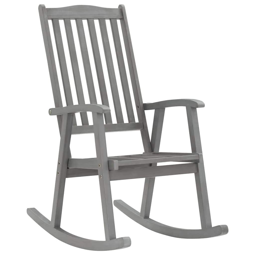 vidaXL Rocking Chair Gray Solid Acacia Wood - 22.4" x 39.4" x 46.1"