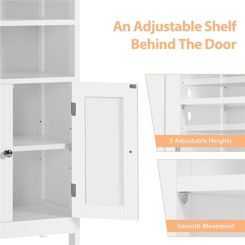 Yaheetech 5-Tier Wooden Bathroom Floor Cabinet with Adjustable Shelf