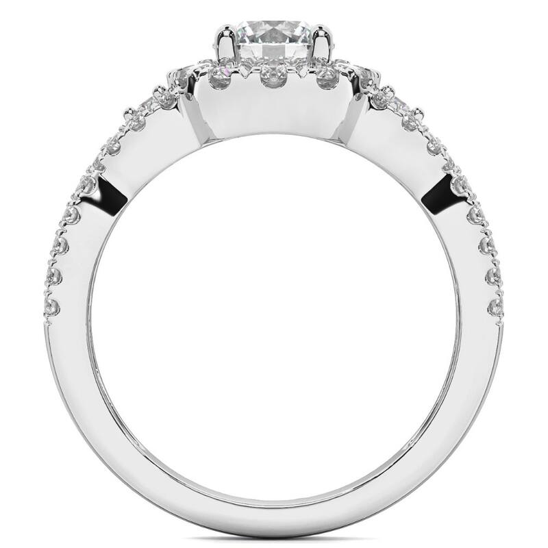 1 1/2Ct Diamond Engagement Ring Halo Twist Band Gold Lab Grown