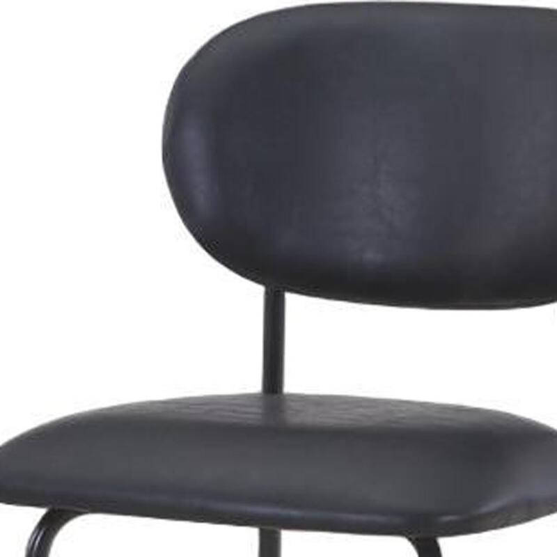 HomeRoots Set of Two 26" Black Faux Leather and Metal Counter Height Bar Chairs