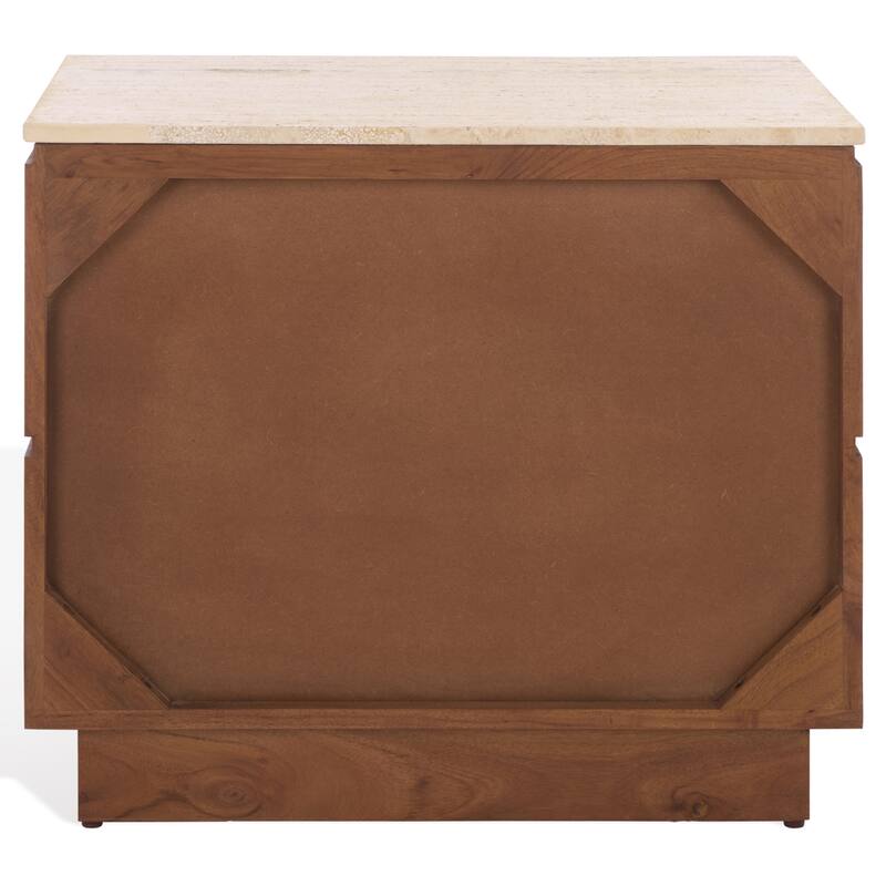 SAFAVIEH Couture Kaylissa Travertine Top 2-Drawer Nightstand