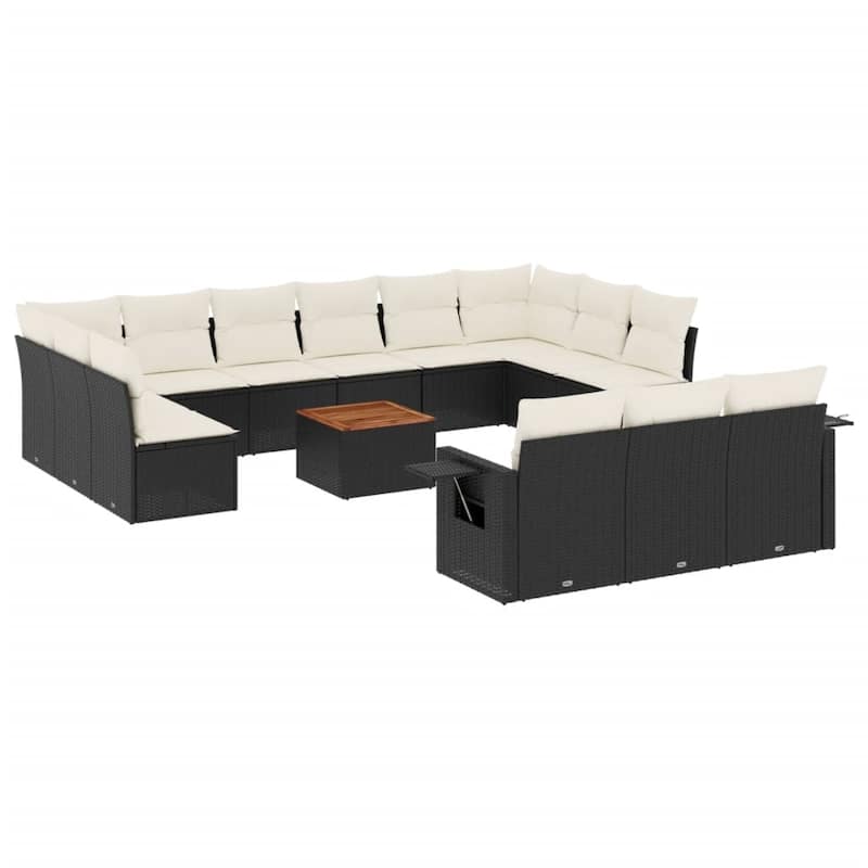 vidaXL Garden Sofa Set Black - 24.4 x 25.8 x 27.2