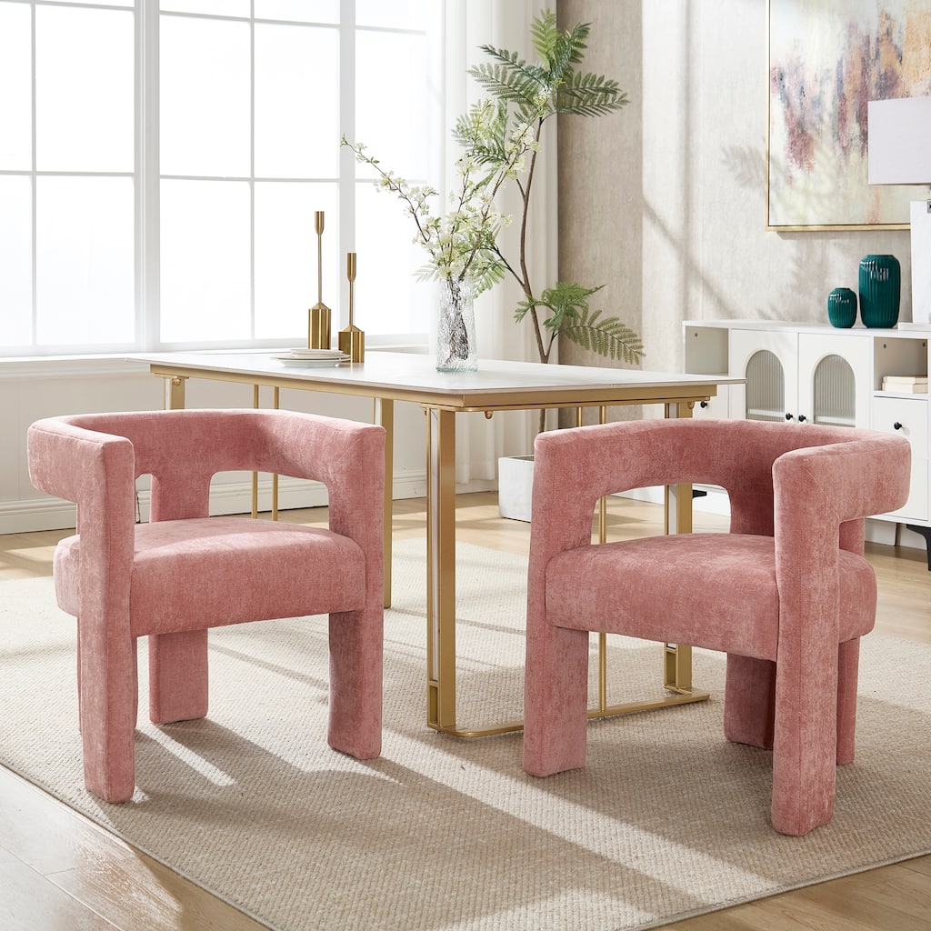 Pink Barrel Chair Side Chair Accent Chair Set of 2, Modern Reading Chair Beige Reception Chair Kitchen Chair