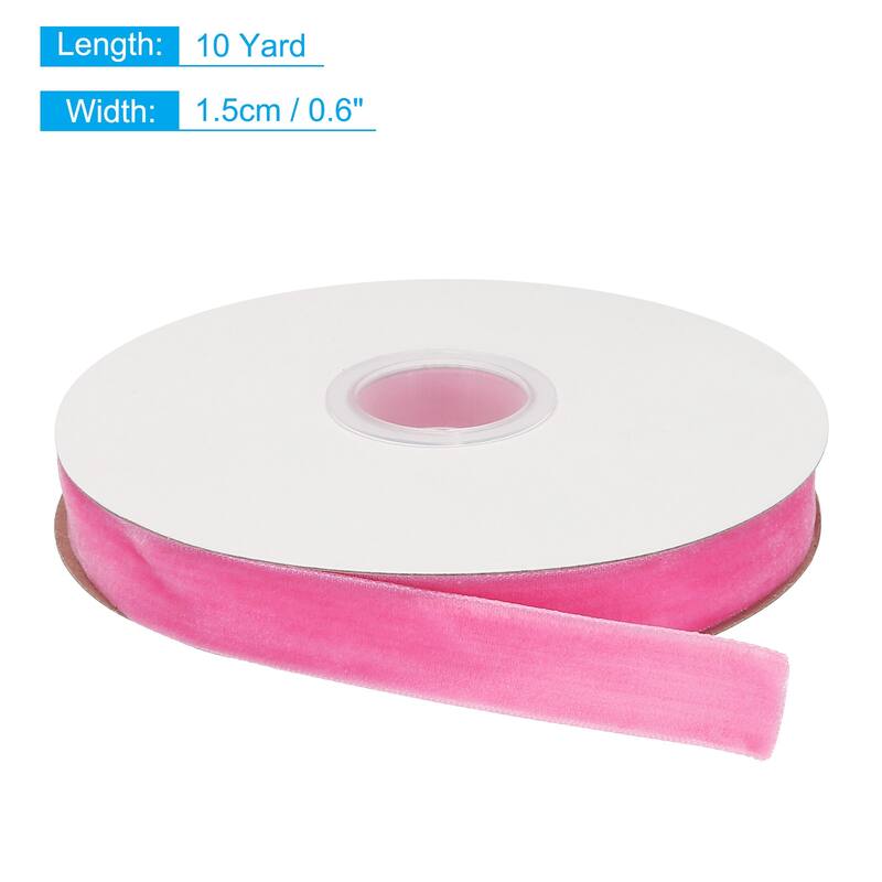 Velvet Ribbon 1 1/2 Inch Single Face Spool Silky for DIY Crafts - Pink - 5/8 Inch x 10 Yard