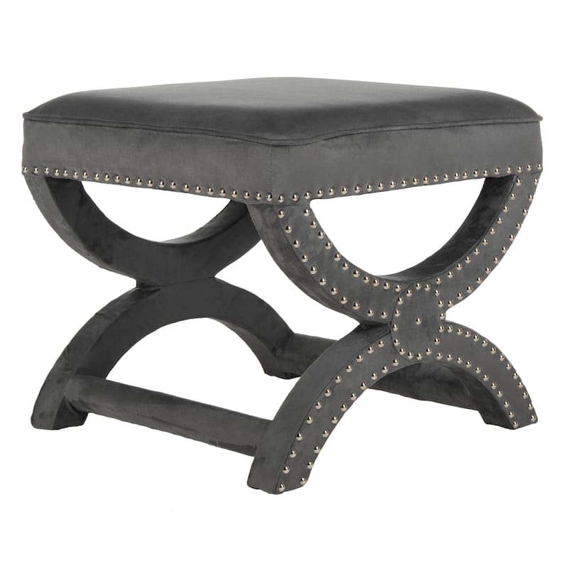 SAFAVIEH Dante X-Bench Pewter Grey Ottoman