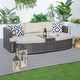preview thumbnail 1 of 7, Modern Outdoor Modular Aluminum Woven Daybed with 8mm Glass Side Table and 3-piece Cushions Brown