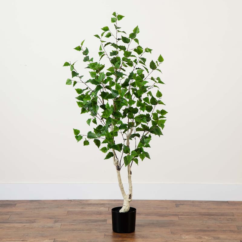 Artificial Potted Birch Tree - 5' - Green
