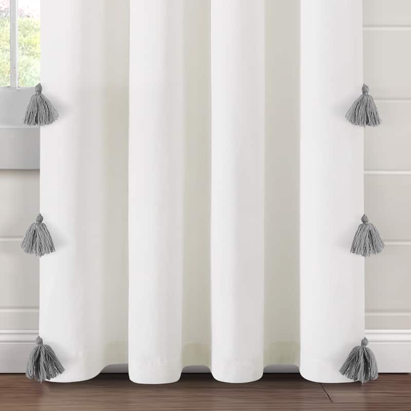 Lush Decor Boho Faux Linen Tassel Window Curtain Panel (Single Panel)