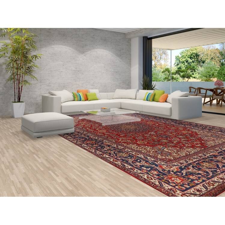 Hand Knotted Oriental 100% Wool Carpet Traditional Floral Red Najafabad Area Rug - 16' 8'' X 10' 4''