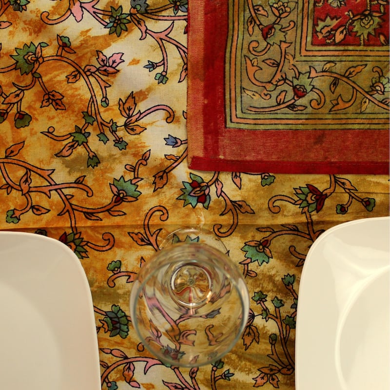 Cotton Floral Tie Dye Tablecloth Rectangle - 70 x 104 in