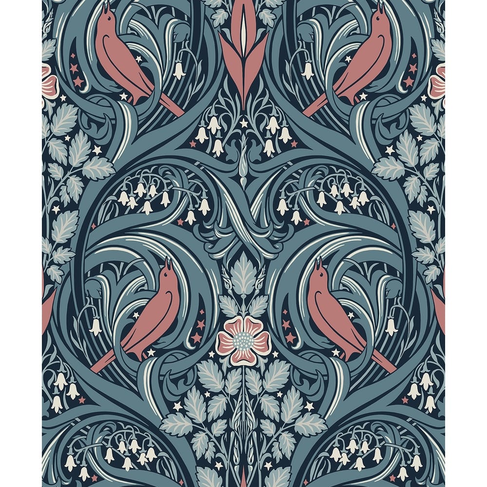 Seabrook Designs Bird Scroll Nonwoven Unpasted Wallpaper