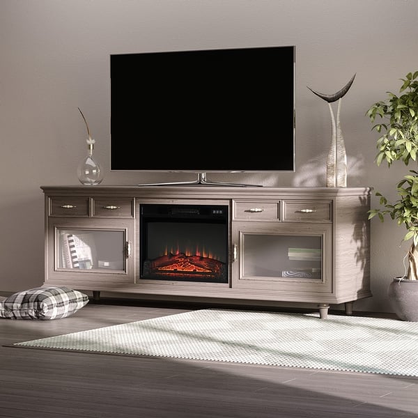 slide 1 of 9, HOMCOM 23" Electric Fireplace Insert for Wooden Cabinet with Realistic Log Flames, Adjustable Brightness, 1400W, Black