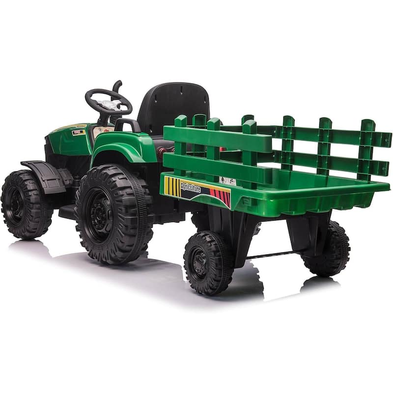 12V Electric Kids Ride On Tractor with Trailer for Boys & Girls Ages 3-6, Red