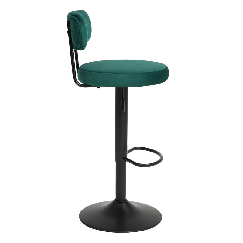 Upholstered Curved Backrest Adjustable Swivel Bar Stools Set of 2