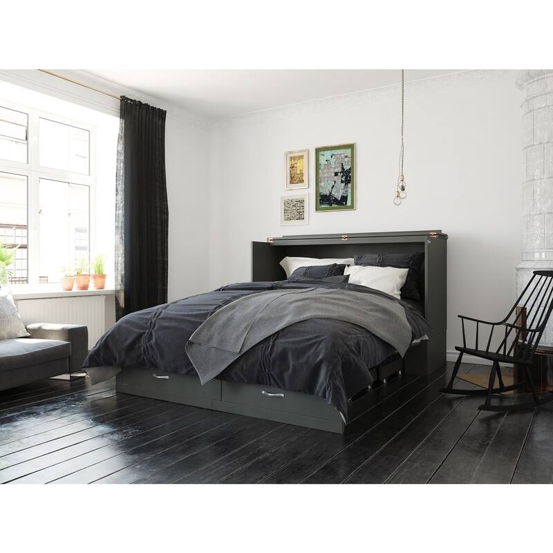 Murphy Bed Chest with Mattress & Charging - Space Saving Folding Bed