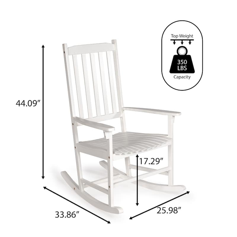 Parker Farmhouse Classic Slat-Back 350-LBS Support Acacia Wood Outdoor Rocking Chair, by JONATHAN Y