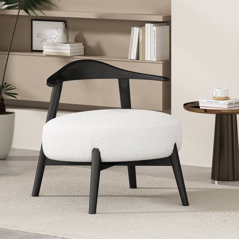 Roomfitters Modern Accent Lounge Chair, Cozy Sherpa Upholstered Seating, White