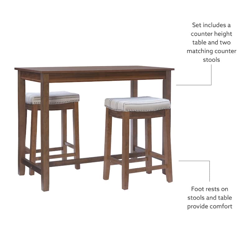 3-Piece Counter Table and Stools - 47.25" - Brown and Beige