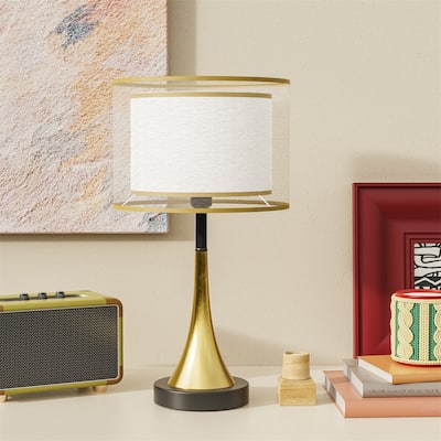 Bedside lamp 3-Color Dimmable Farmhouse Table Lamp for Nightstand Room - 18.5