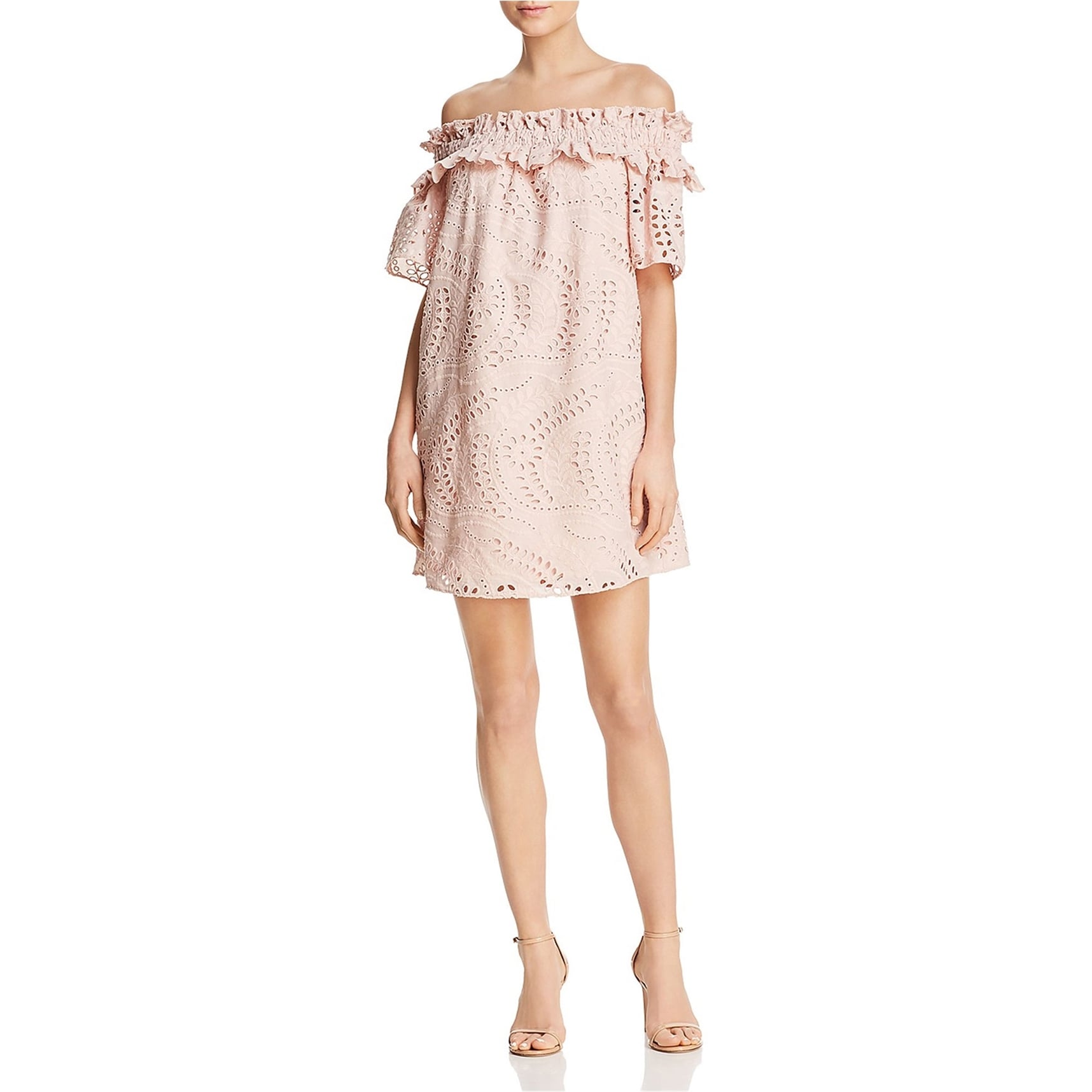 eyelet off the shoulder dress