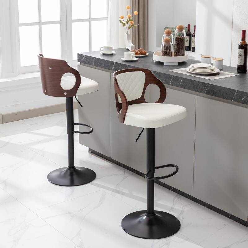 Swivel Bar Stools Set Kitchen Island Counter Height Bar Chairs Faux Leather Upholstered Armless Counter Stools