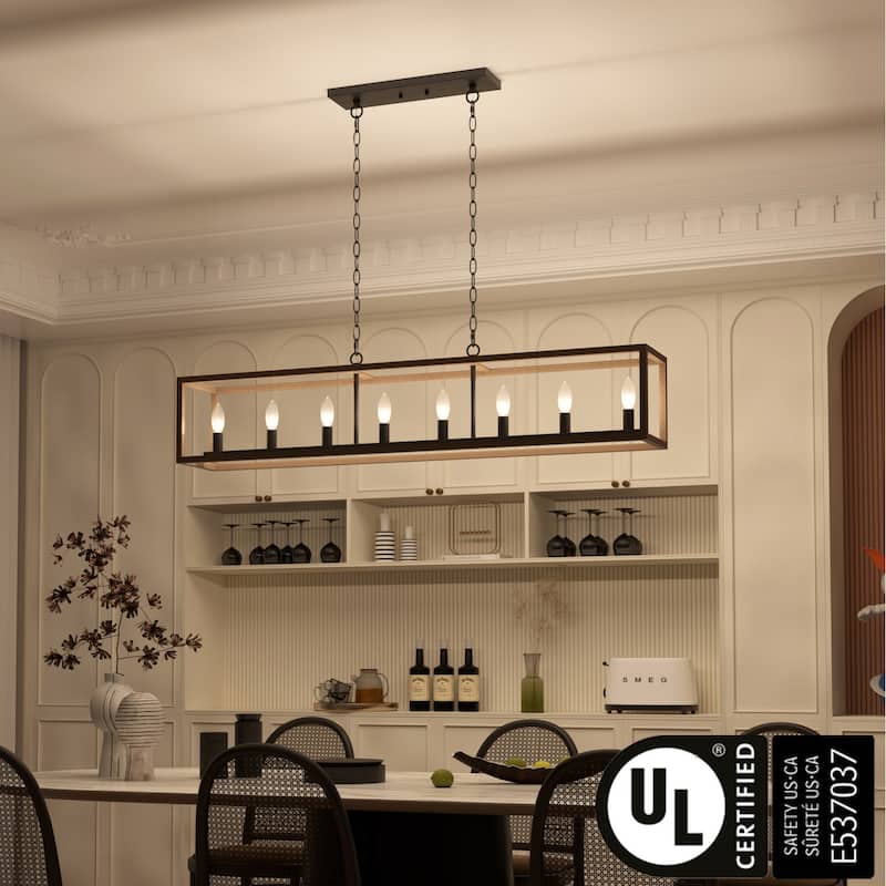 Modern Farmhouse 8-light 48In Rectangle Linear Kitchen Island Lights - N/A
