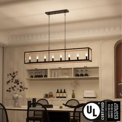 Modern Farmhouse 8-light 48In Rectangle Linear Kitchen Island Lights - N/A