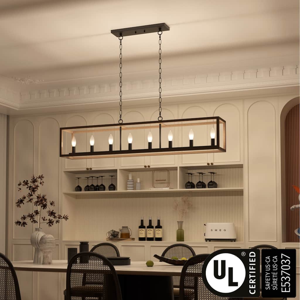 Modern Farmhouse 8-light 48In Rectangle Linear Kitchen Island Lights - N/A