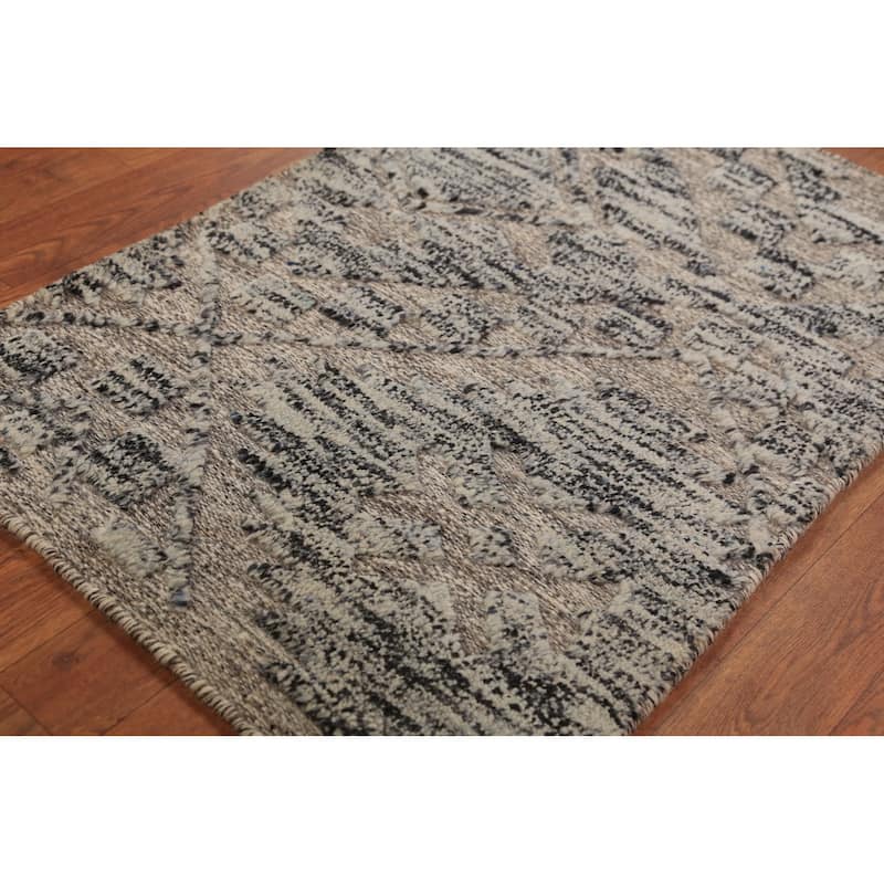 Modern Moroccan Abstract Foyer Rug Hand-Knotted Wool Carpet - 2'0"x 3'0"