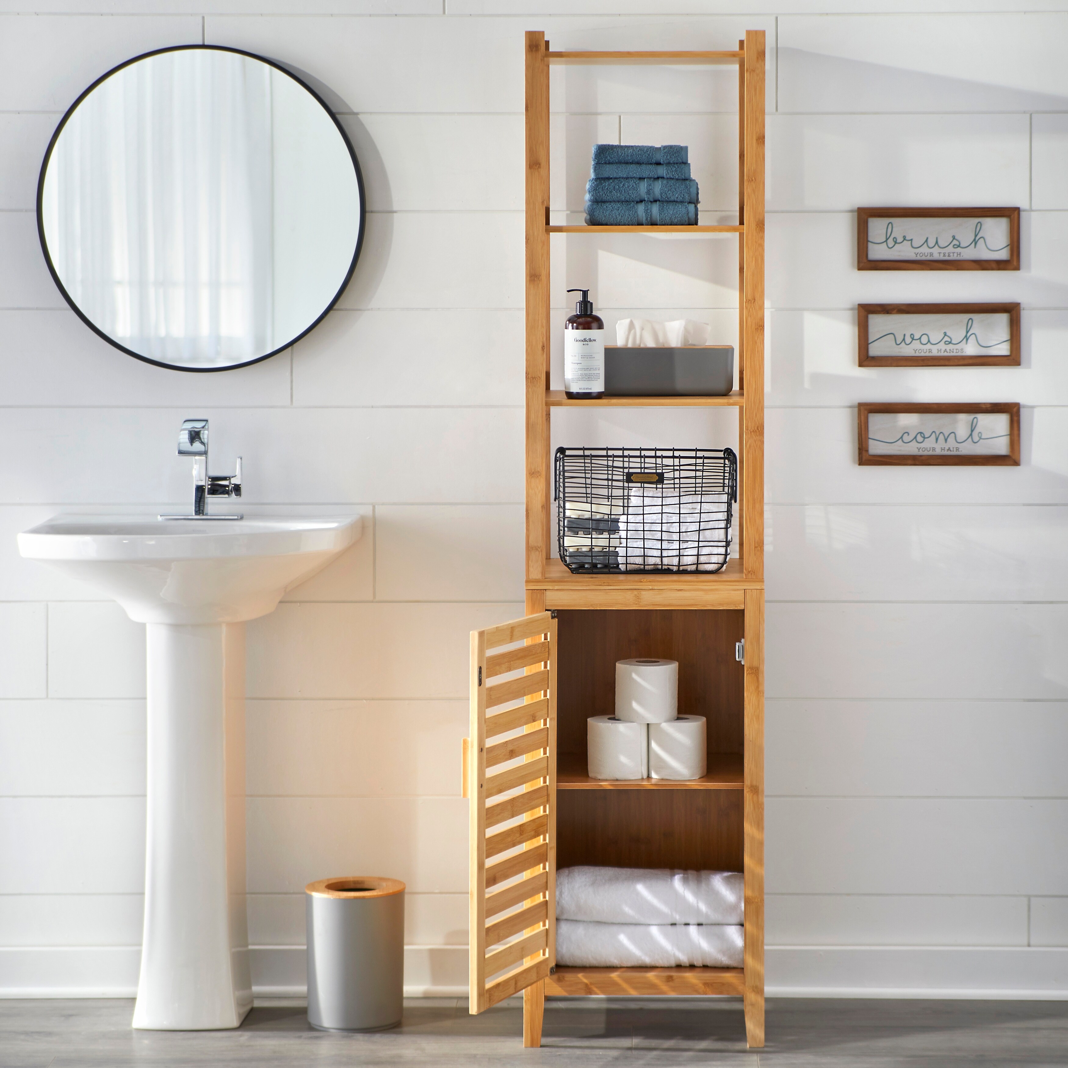 Bamboo linen cabinet deals