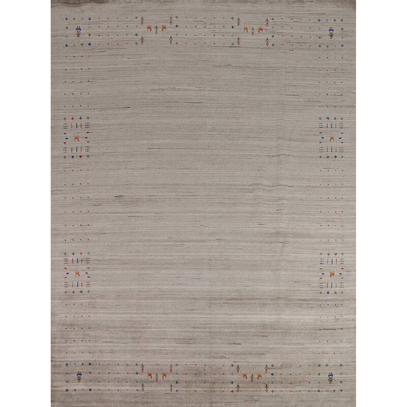 Tribal Gabbeh Indian Area Rug Hand-Knotted Wool Carpet - 8'4" x 9'10"