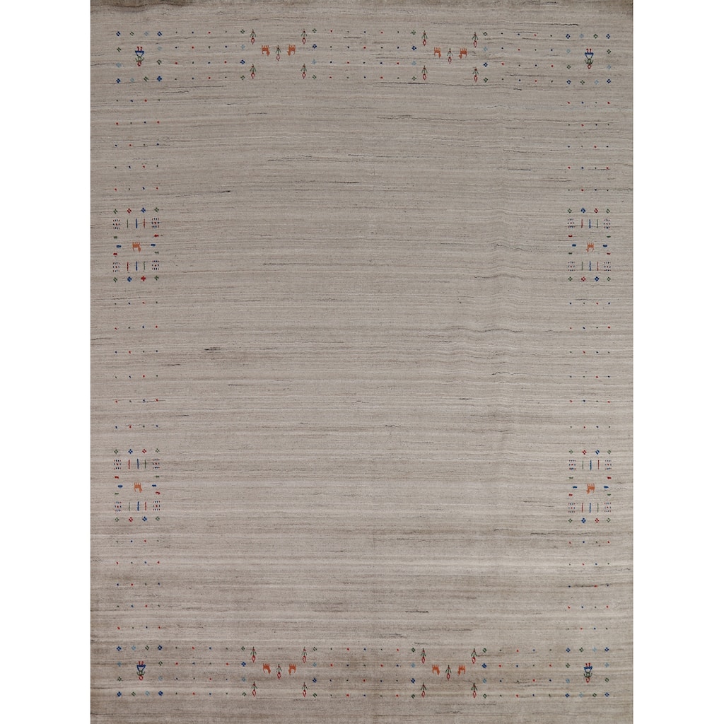 Tribal Gabbeh Indian Area Rug Hand-Knotted Wool Carpet - 8'4" x 9'10"
