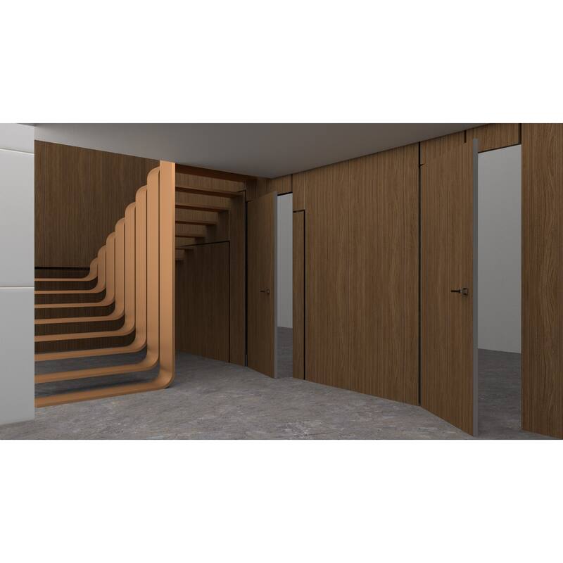 Solid Hidden Door with Handle Planum 0010 Walnut